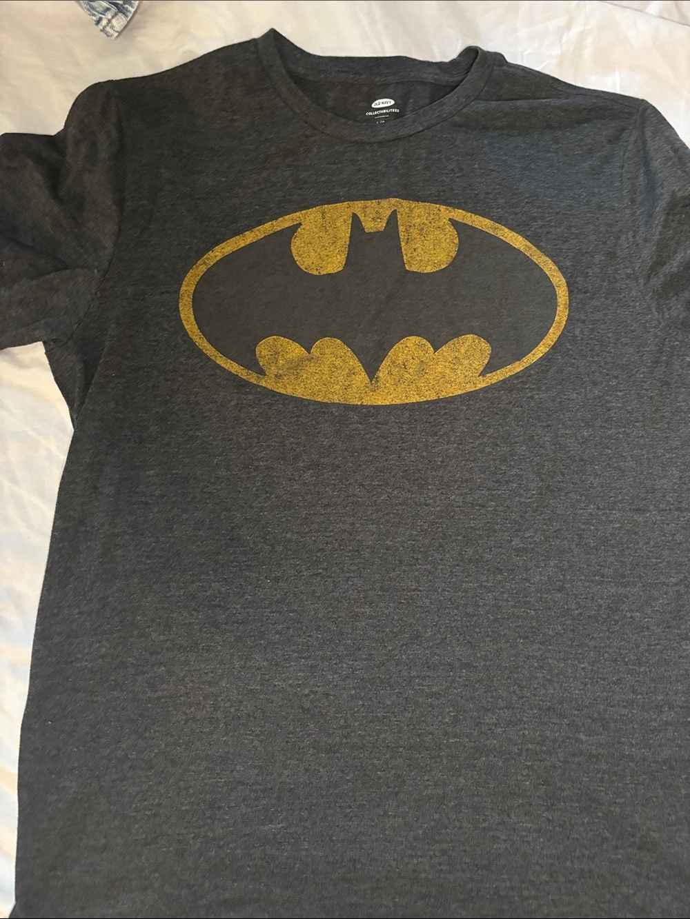 Old Navy Batman Logo Graphic T Shirt L Charcoal Heather Distressed DC Comics